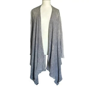 T-Party Mineral Wash Longline Open Front Cardigan Women’s  Medium Gray